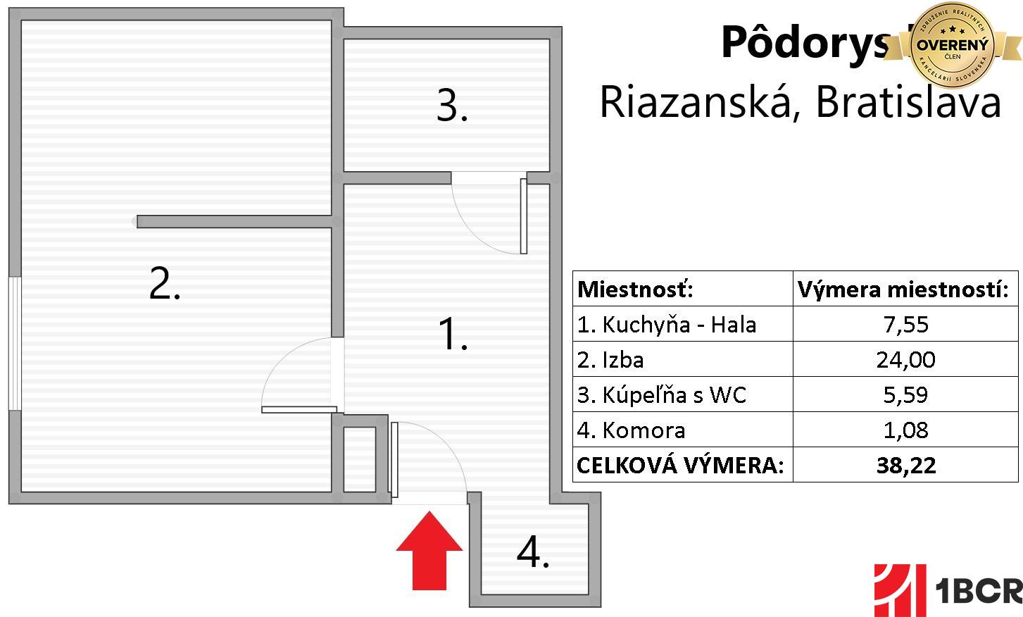 Pôdorys bytu - Riazanská, Bratislava.jpg